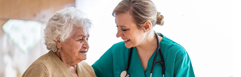 female nurse with elderly lady